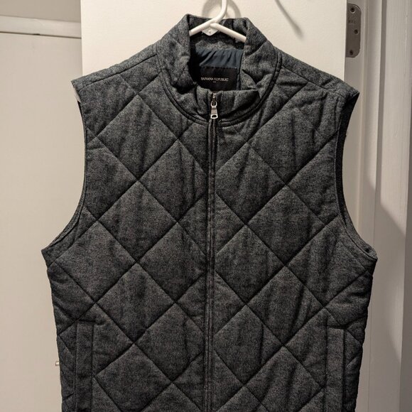 Banana Republic Full Zip Quilted Mens Charcoal Grey Vest (M) - Picture 1 of 3